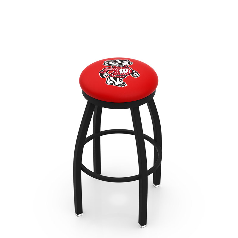 NCAA Swivel 25" Counter Stool, Black Wrinkle, University of Wisconsin "Badger" Logo