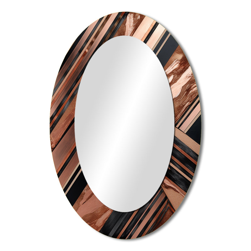 Miroir mural ovale sur métal doré, 36 po x 24 po
