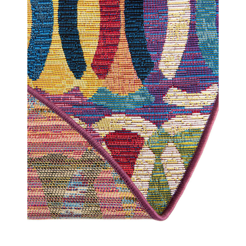 Keazia Washable Geometric Indoor / Outdoor Rug, Round 3'3"