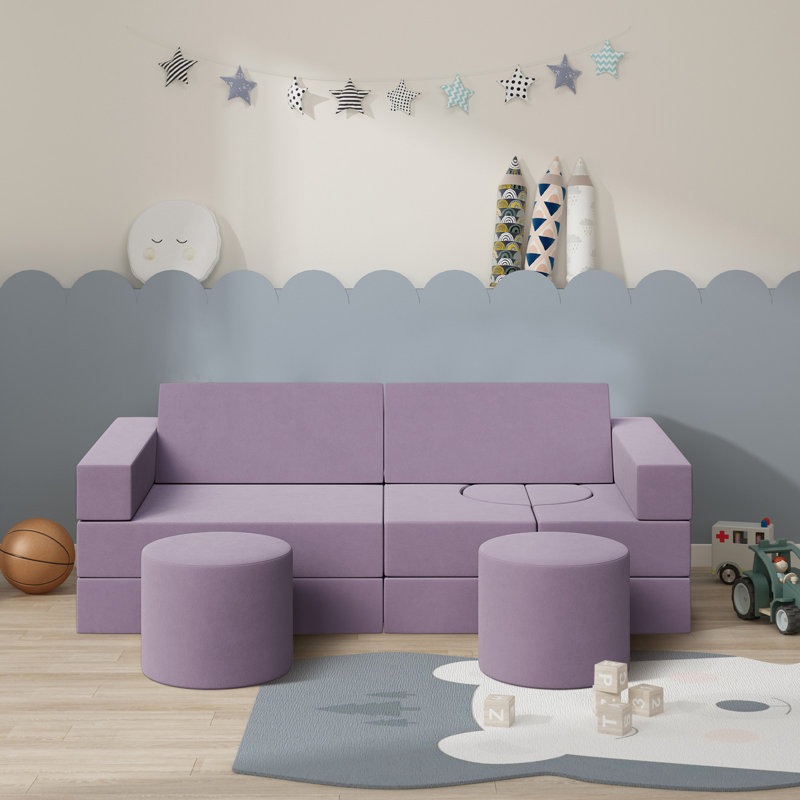 Canapé modulaire pour enfant 13 pièces, canapé modulaire pour enfants, Mauve