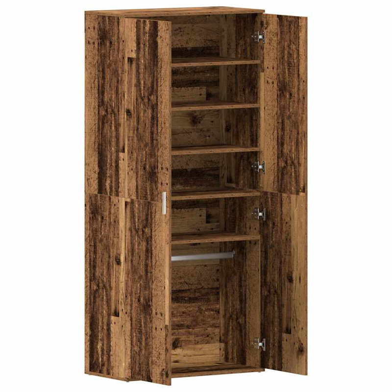 Shoe Cabinet With Door 80 X 39 X 180 Cm Engineered Wood, Brown