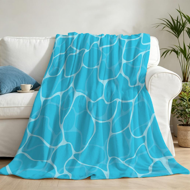 Jeté en flanelle bleue ultra douce, imprimé turquoise sur un côté, Throw 50" x 60"
