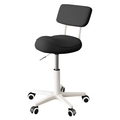 XUEGW Back Support Rolling Saddle Stool with Adjustable Height for Salon and Medical Scenes, Black