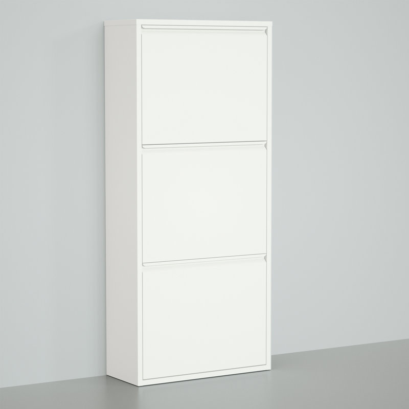 Metal Shoe Rack 3 Drawers, White