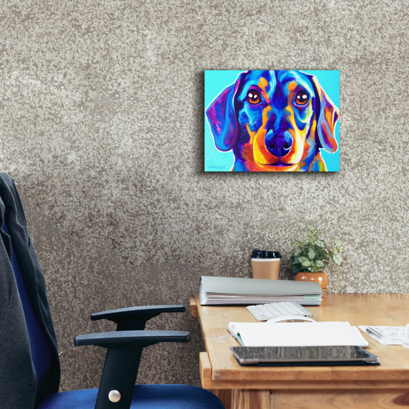 «Dachshund - Oscar» par Dawg Painter, H 12 po x l 16 po x P 0,75 po