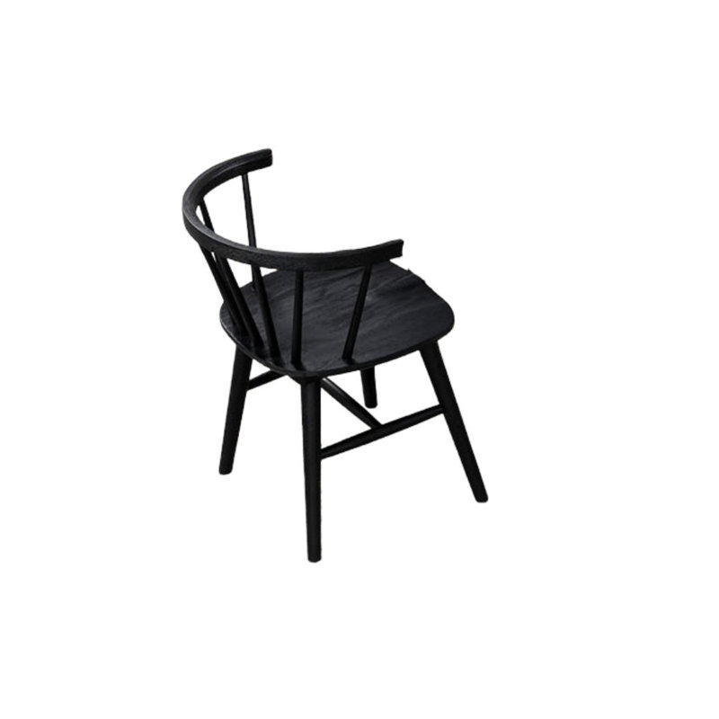 Chaise de salle à manger de style moderne Mid-Century noir à 2 pieds avec pieds moulés et dossier moulé, Noir