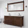 Aberdeen 72 In. Double Sink Blue Limestone Countertop Vanity In Grizzle Gray With Hook Faucet And Mirror