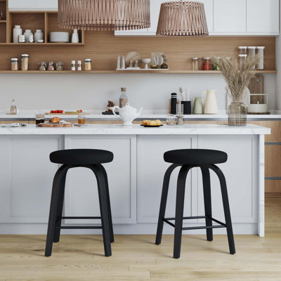 Swivel Bar Stools Set of 2 with Mid-Century Modern Design