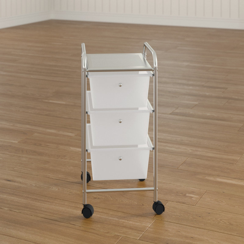 65cm H x 39cm W File Cart with Wheels, White