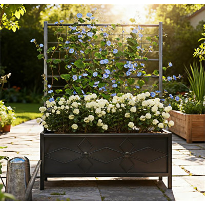 Lit de jardin surélevé avec treillis