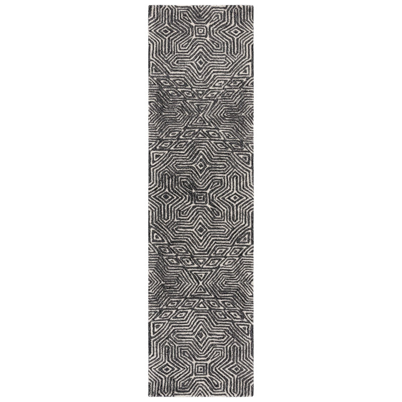 Angeli Hand Tufted Wool And Cotton With Latex Geometric Rug, Runner 2'3" x 9'