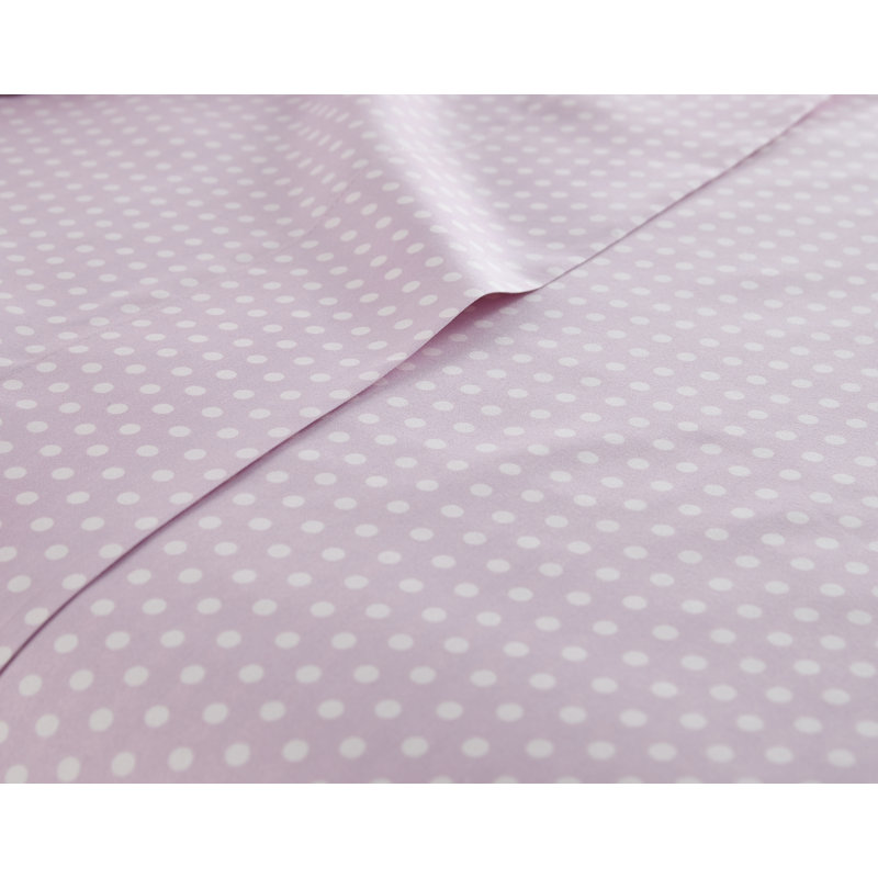 Ensemble de draps à pois Vilano Choice, Drap pour très grand lit californien + drap-houss, Rose pastel