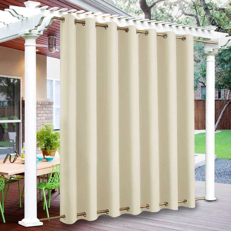 Outdoor Blackout Curtain Single Panel, 100" W x 96" L, Beige