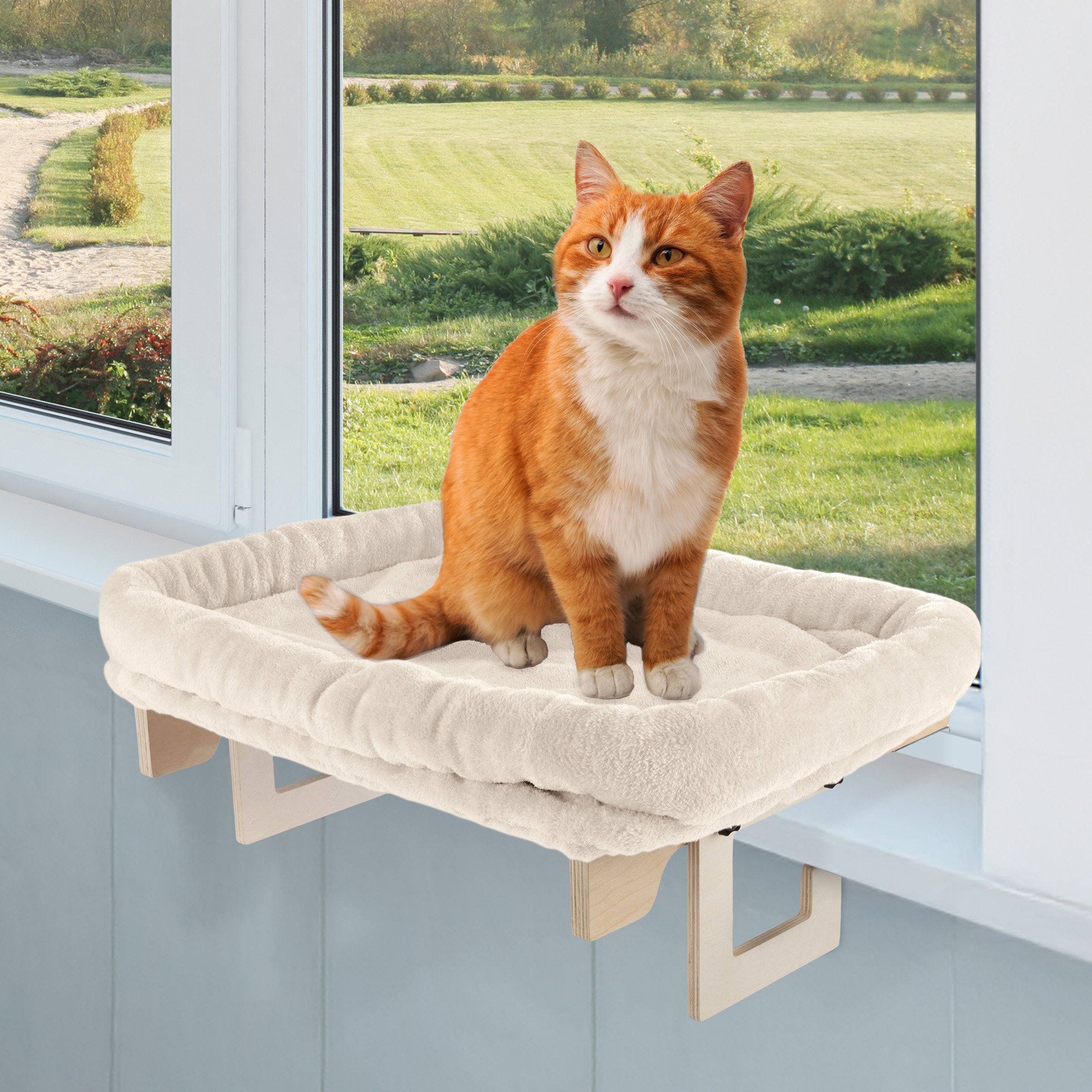 PETMAKER Cat Bed For Window Cat Window Perch With Removable Washable  Cover Cat Window Hammock With Sturdy Frame For Large Cats Cat Beds For 