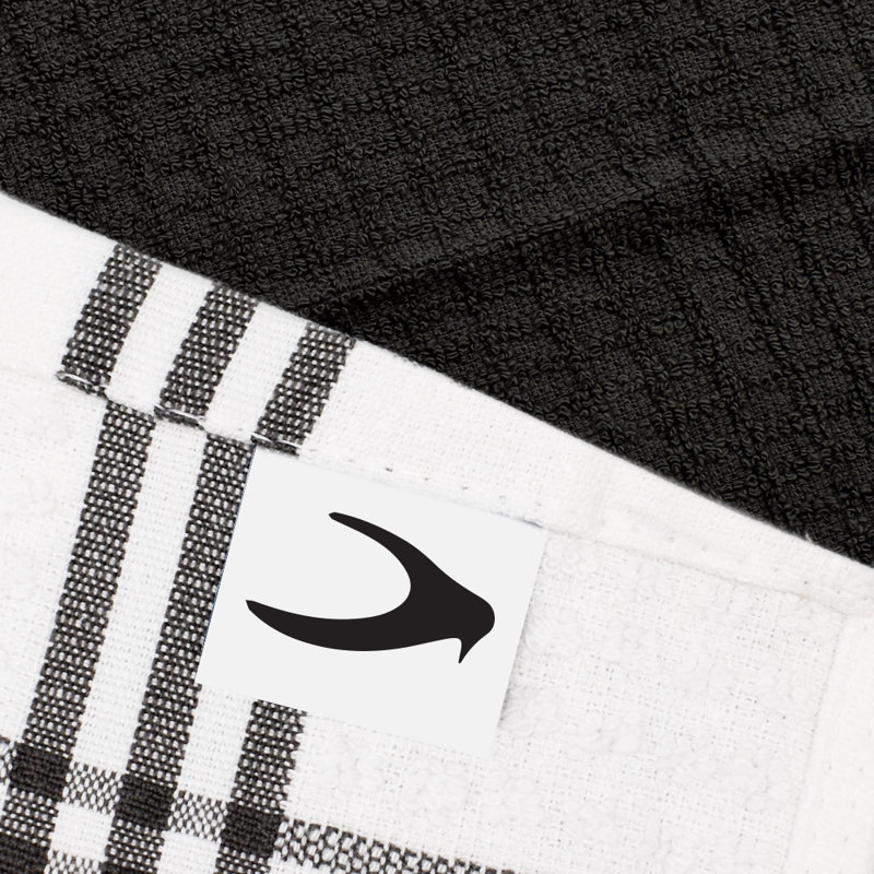 Cotton Stripe Waffle Tea Towel Kitchen Towel, Grey