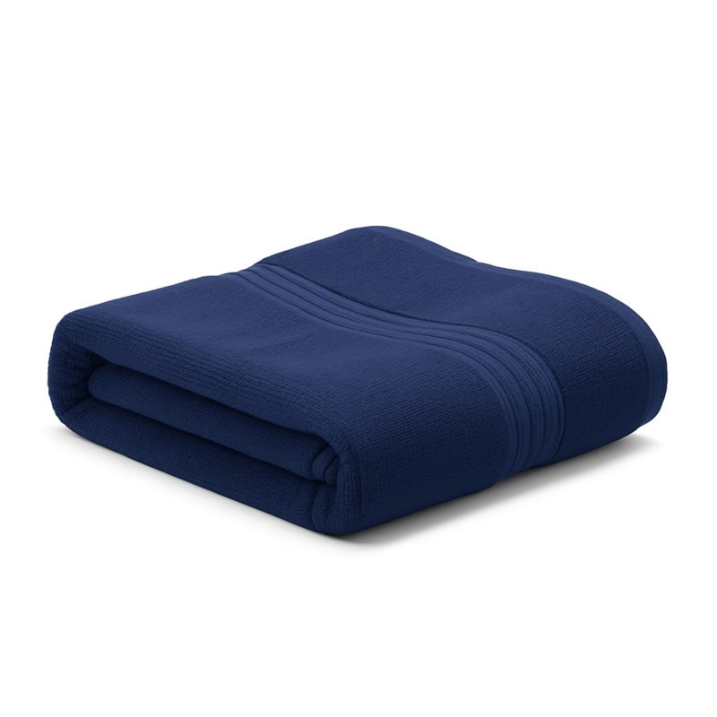 Ensemble de 6 serviettes de bain en coton de bambou - 65% coton / 35% viscose de bambou, 680 g / m², antimicrobien et durable - bleu marine