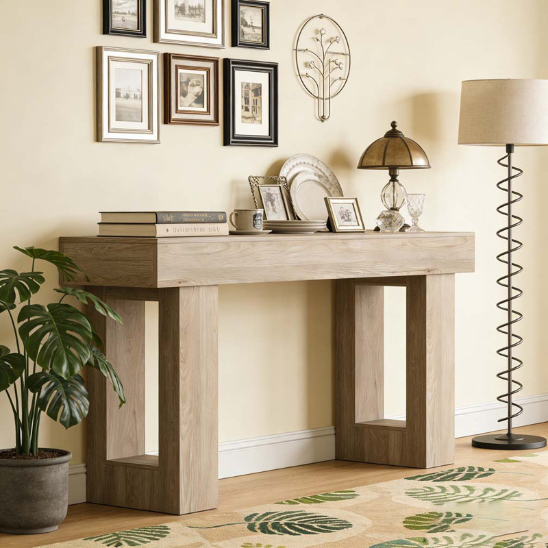 Wooden Sofa Console Table For Entryway, Mix Brown