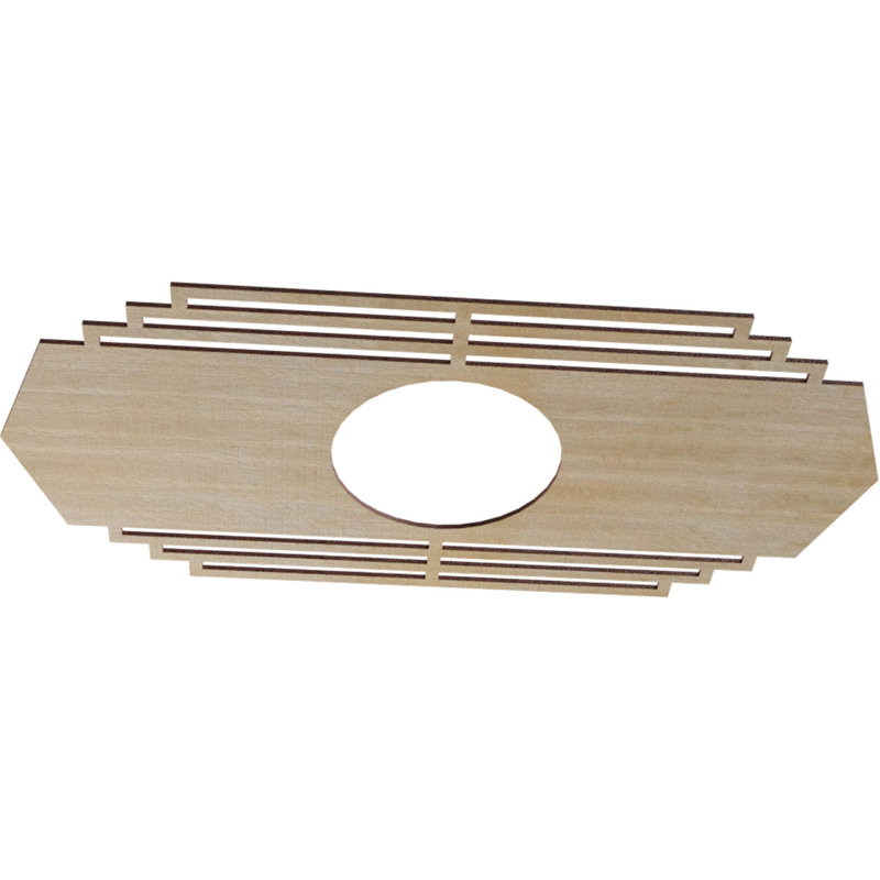 Médaillon de plafond en bois Chrysler, H 8 po x l 16 po x P 0,25 po, Bouleau