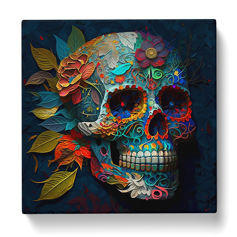 Sugar Skull Neo-Impressionism - Wrapped Canvas, 50cm H x 50cm W x 3cm D