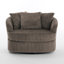 Ultra Plush Faux Rabbit Fur Oversized Swivel Barrel Chair with Three Pillows-1863962714