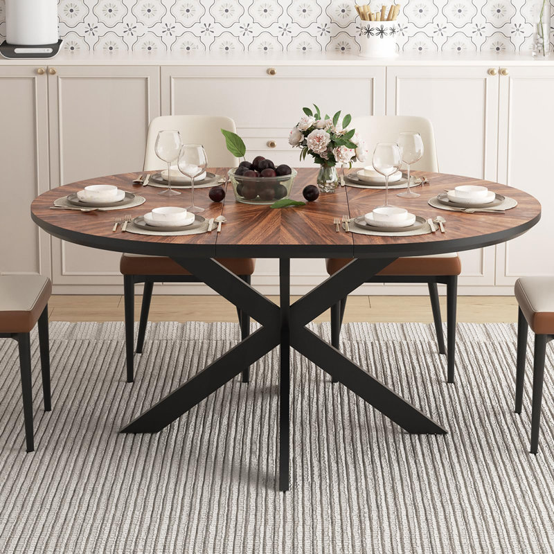 47.2-63 Inch Extendable Round Dining Table for 4-6