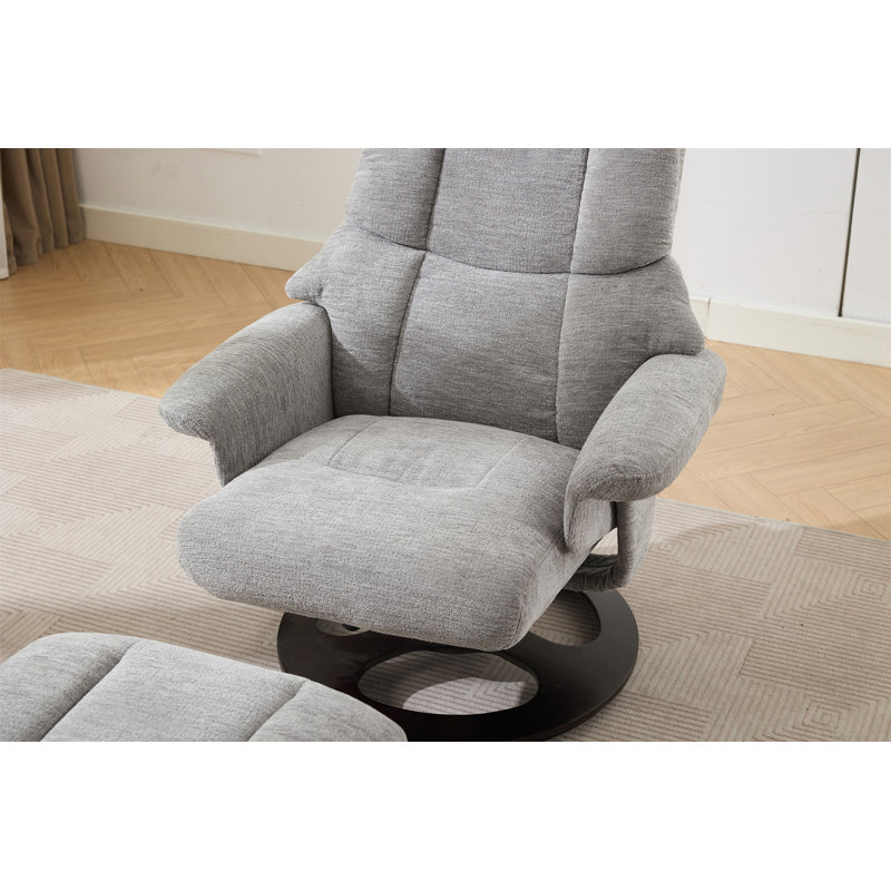 010-Ergonomic Recliner Chair With Ottoman, Gray