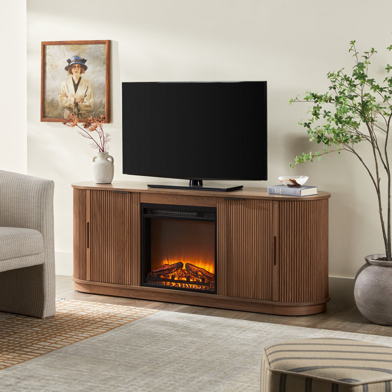 Meuble télé avec cheminée Draged, Moka, 60"
