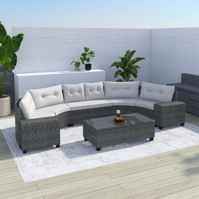 Ensemble de canapé d'extérieur 8 pièces 8 pièces, Beige