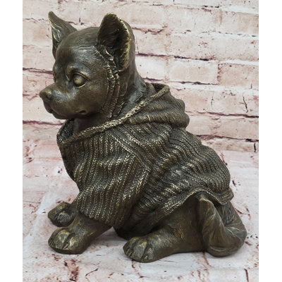 Kablitz Cute Chihuahua Dog In Hooded Sweater Bronze Sculpture Figurine Statue Hot Cast