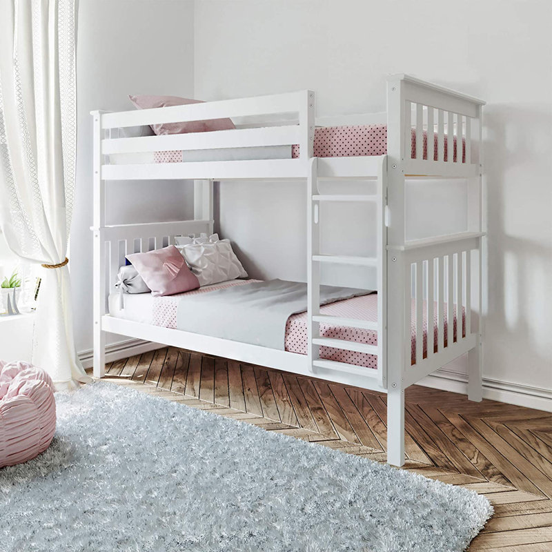 Lit superposé standard en bois massif, Simple sur simple, gris