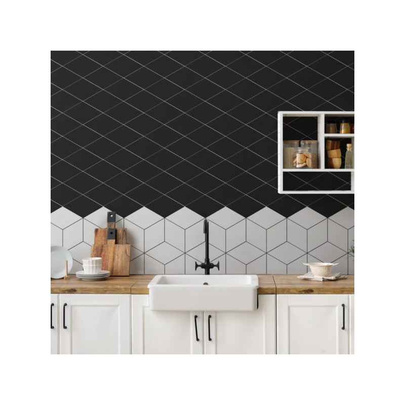Motion 7.5×13 Harlequin Matte Black Porcelain Tile, Black
