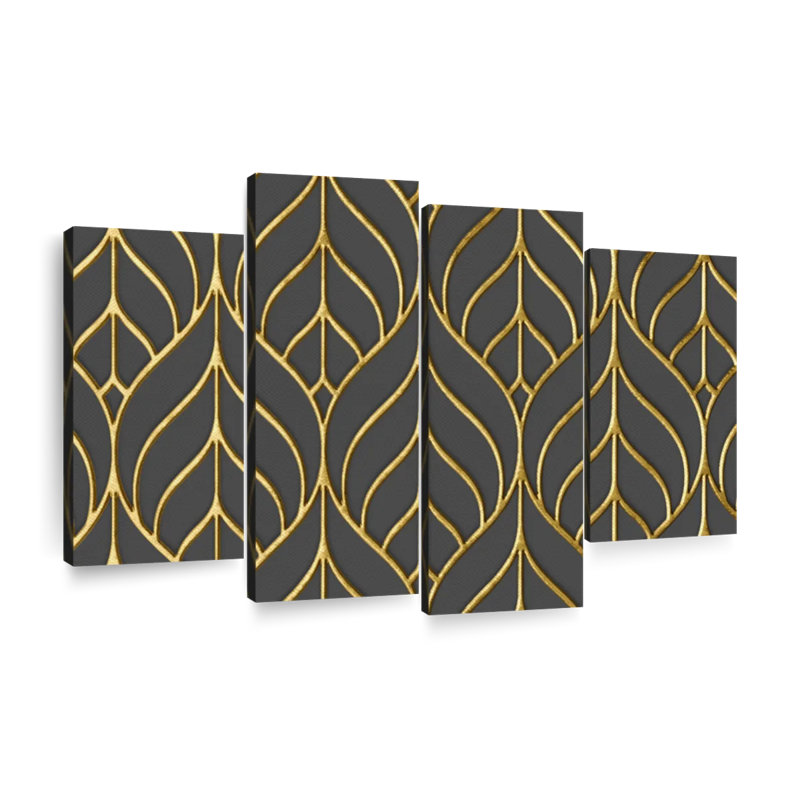 «Lattice Gold Leaves», reproduction d'art sur toile, H 52 po x l 32 po x P 1,25 po