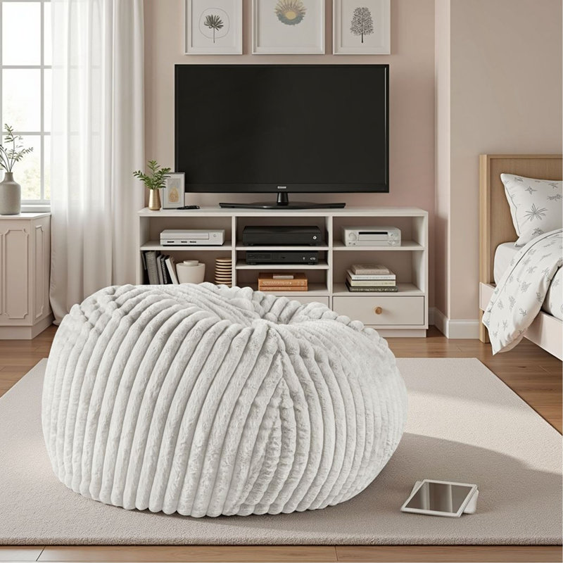 Méridienne 40 pouces en mousse viscoélastique Minky, Polyester blanc