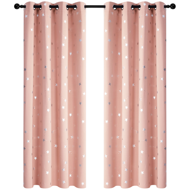 Raimah Blackout Curtain Pair, Coral Pink, 46cm Width x 183cm Drop