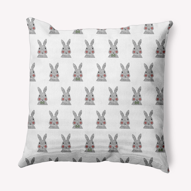 16" x 16" White and Gray Bunny Easter Throw Pillow