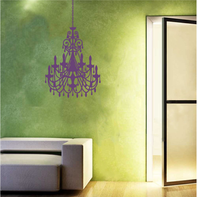 Décalcomanie murale lustre ornée, H 24 po x l 16 po x P 0,01 po, Violet