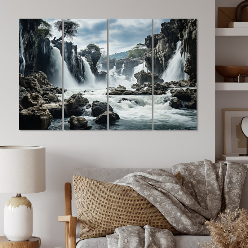 Dominicain cascade de chutes - ensemble de reproduction d'art nautique et de plage sur métal
