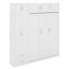 Grand lit escamotable mural avec armoire supérieure, tablettes et garde-robe, lit pliable peu encombrant-304074667