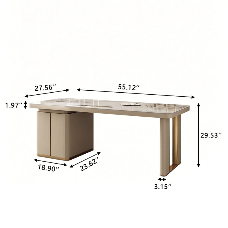 Bureau rectangulaire 55,25 po luxueux et haut de gamme, 29.53" H x 55.12" W x 27.56" D