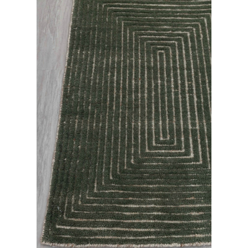Contemporary, Stuart Street Collection Hand Knotted Wool Area Rug in Green