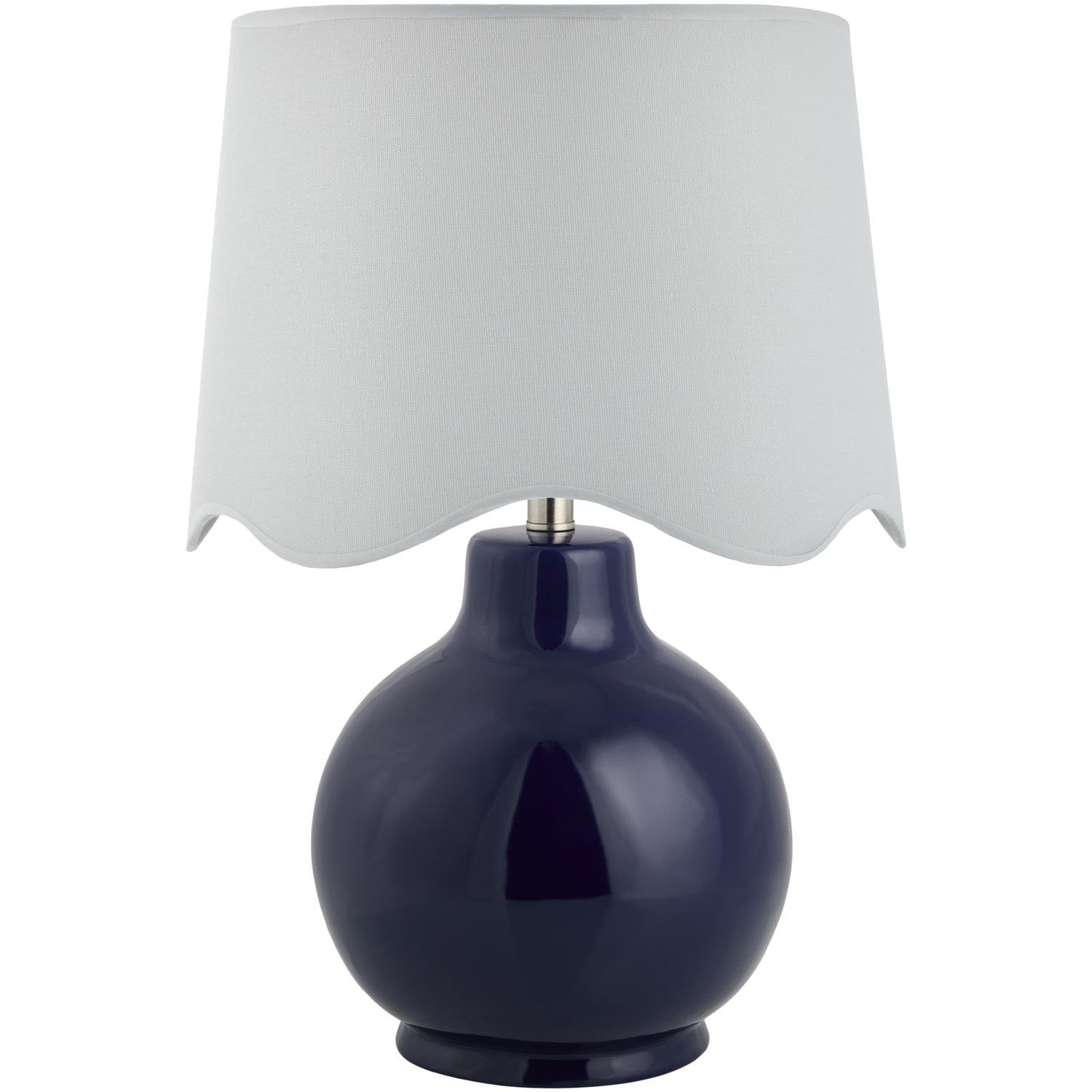 Canvey Ceramic Lamp, 22"H x 15"W x 15"D, White, Navy