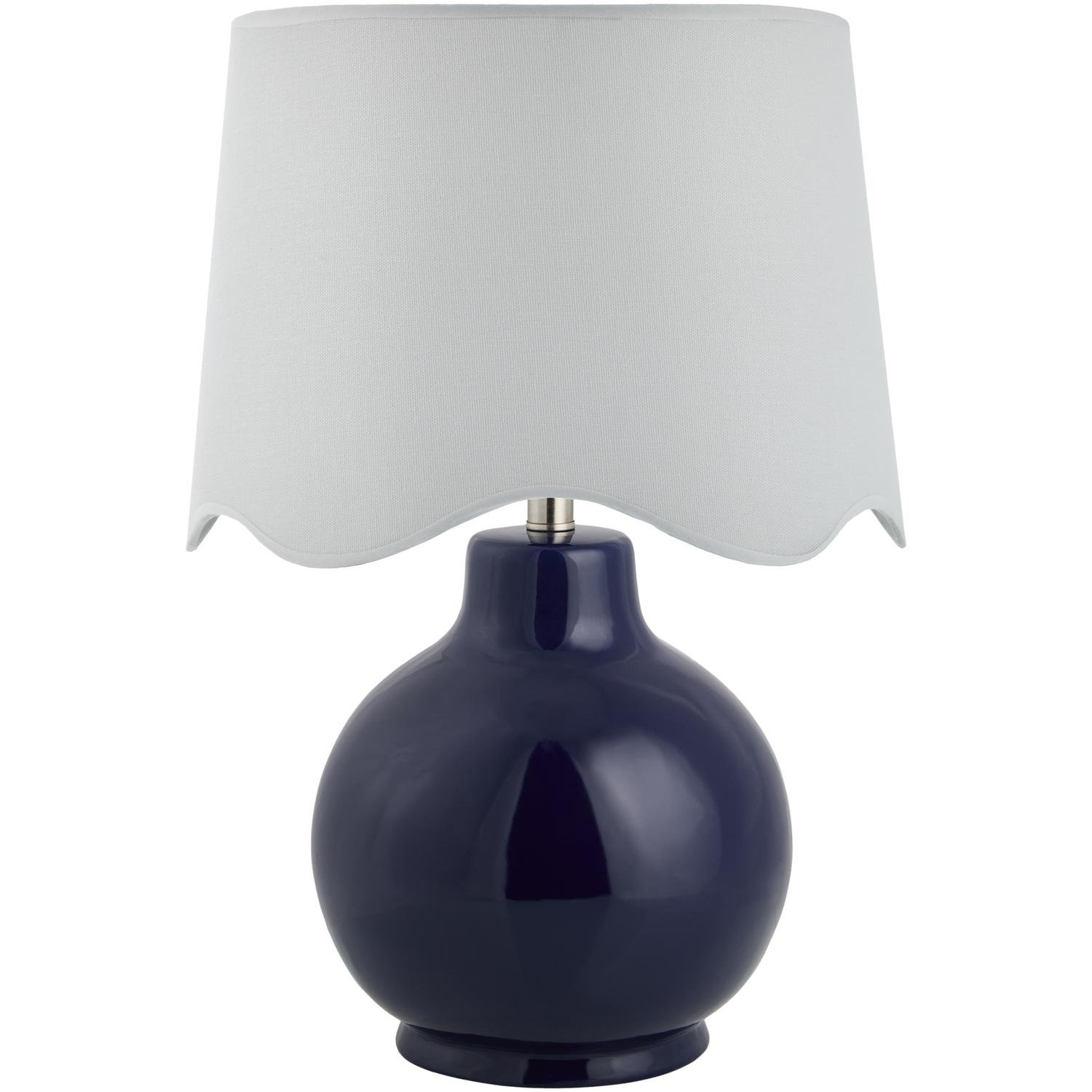 Ceramic Bedside Lamp, Navy, White, 22"H x 15"W x 15"D