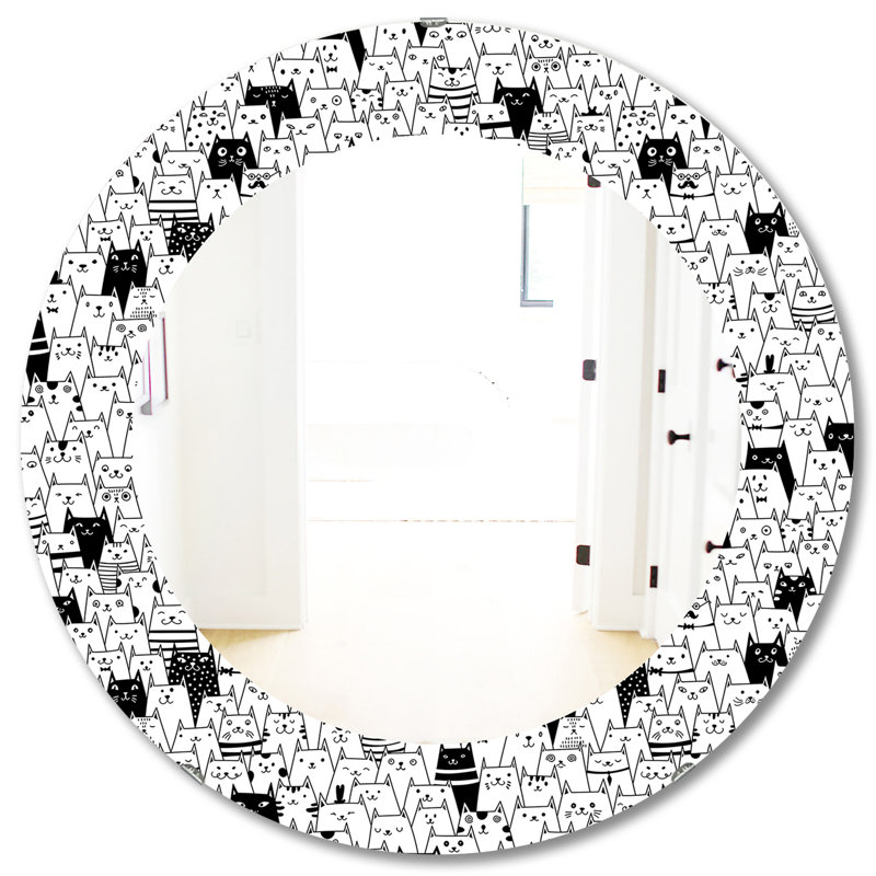 Motif de chats - Miroir moderne imprimé - Miroir mural ovale ou rond, H 31,5 po x l 31,5 po
