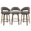 Tabouret de bar pivotant à 360 ° de style Mid-Century moderne en noyer avec dossier courbé rembourré (ensemble de 3)-1189933071-1189933074