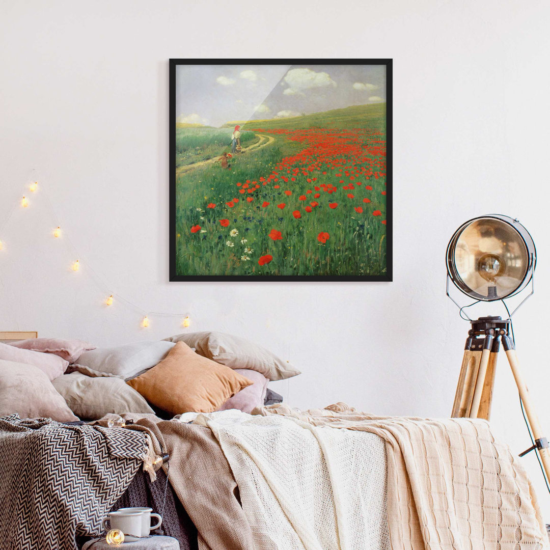 Gerahmter Kunstdruck Summer Landscape with Poppies in Bloom von Pál Szinyei-Merse