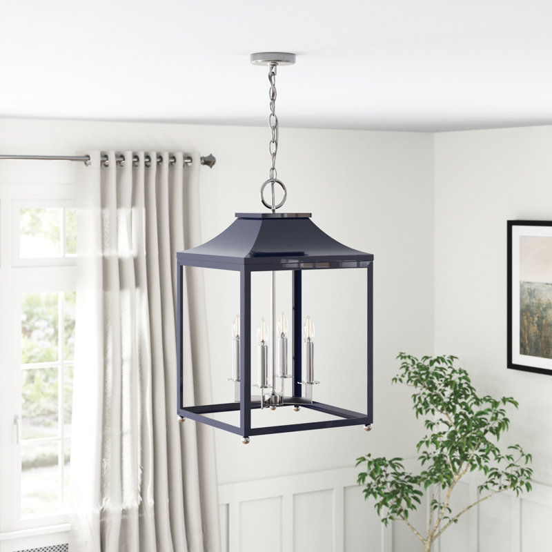 Luminaire à 3 lumières en bleu marine avec nickel poli Meridian, Bleu marine, 3