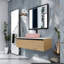 Meuble-lavabo mural moderne avec lavabo en céramique rose, élégant et écologique