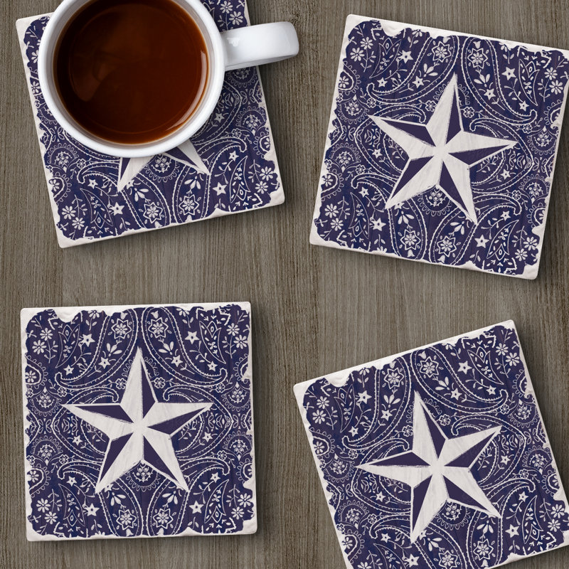 Lark Manor™ Bandana 4-Pack Tumbled Tile Coaster Set
