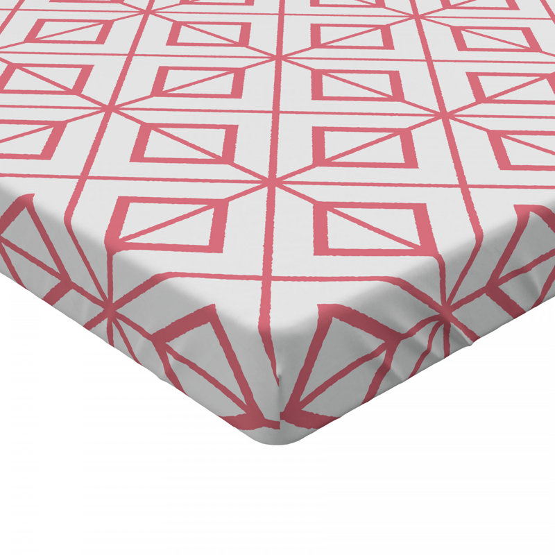 Microfiber Geometric Fitted Sheet, Queen Fitted Sheet