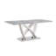 Table de salle à manger en marbre pour 6 personnes, table de salle à manger rectangulaire en faux marbre 70 po avec base en acier inoxydable à finition miroir, table de cuisine moderne en marbre de grande taille (argent, gris) (table unique)-1402345132